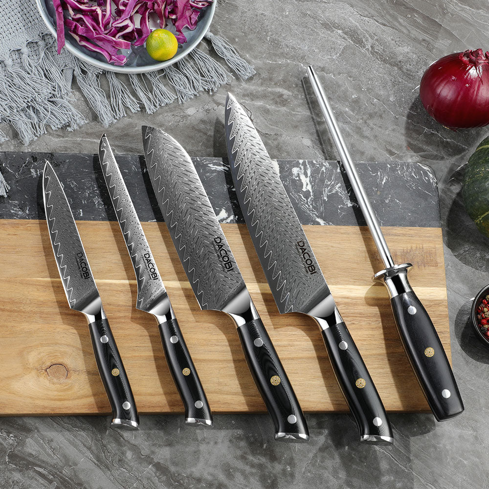 Kolekce Obsidian, profesionální nože, 67 vrstev damaškové oceli