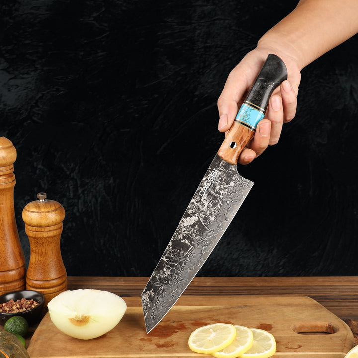 Nůž Kiritsuke C68, Damašková ocel, 20.5 cm
