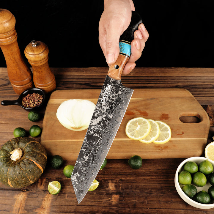 Nůž Kiritsuke C68, Damašková ocel, 20.5 cm