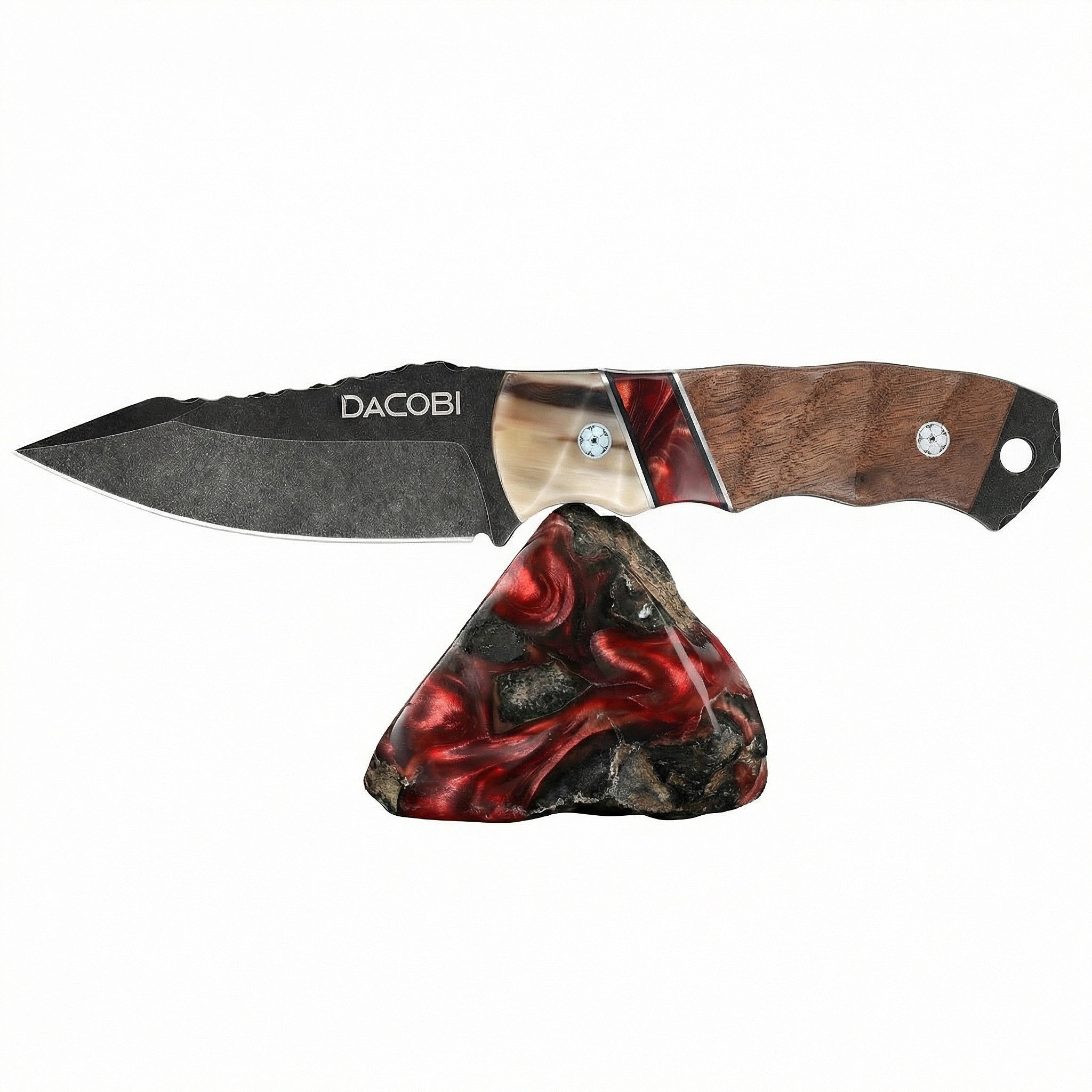 Nôž Grizzly, ocel D2, rukojeť z býčího rohu + pryskyřice