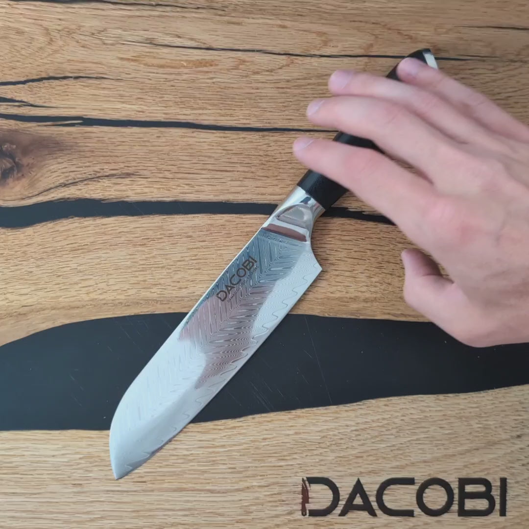 Nůž Santoku C26, Damašková ocel, 17 cm