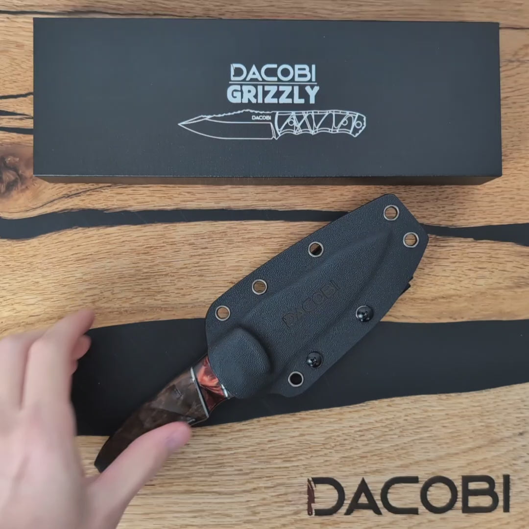 Nôž Grizzly, ocel D2, rukojeť z paroh + pryskyřice