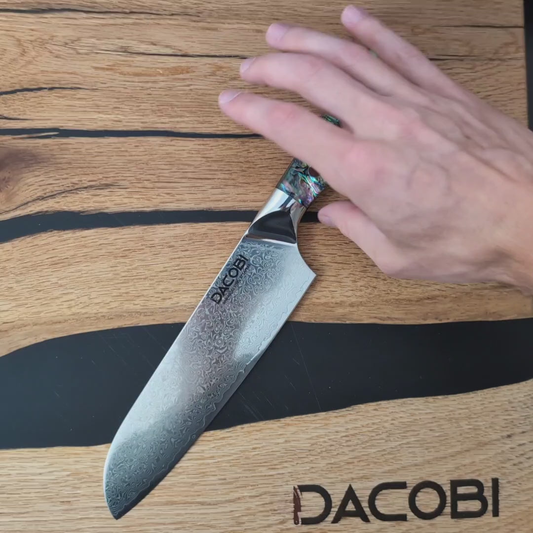 Nůž Santoku C23, Damašková ocel, 18 cm