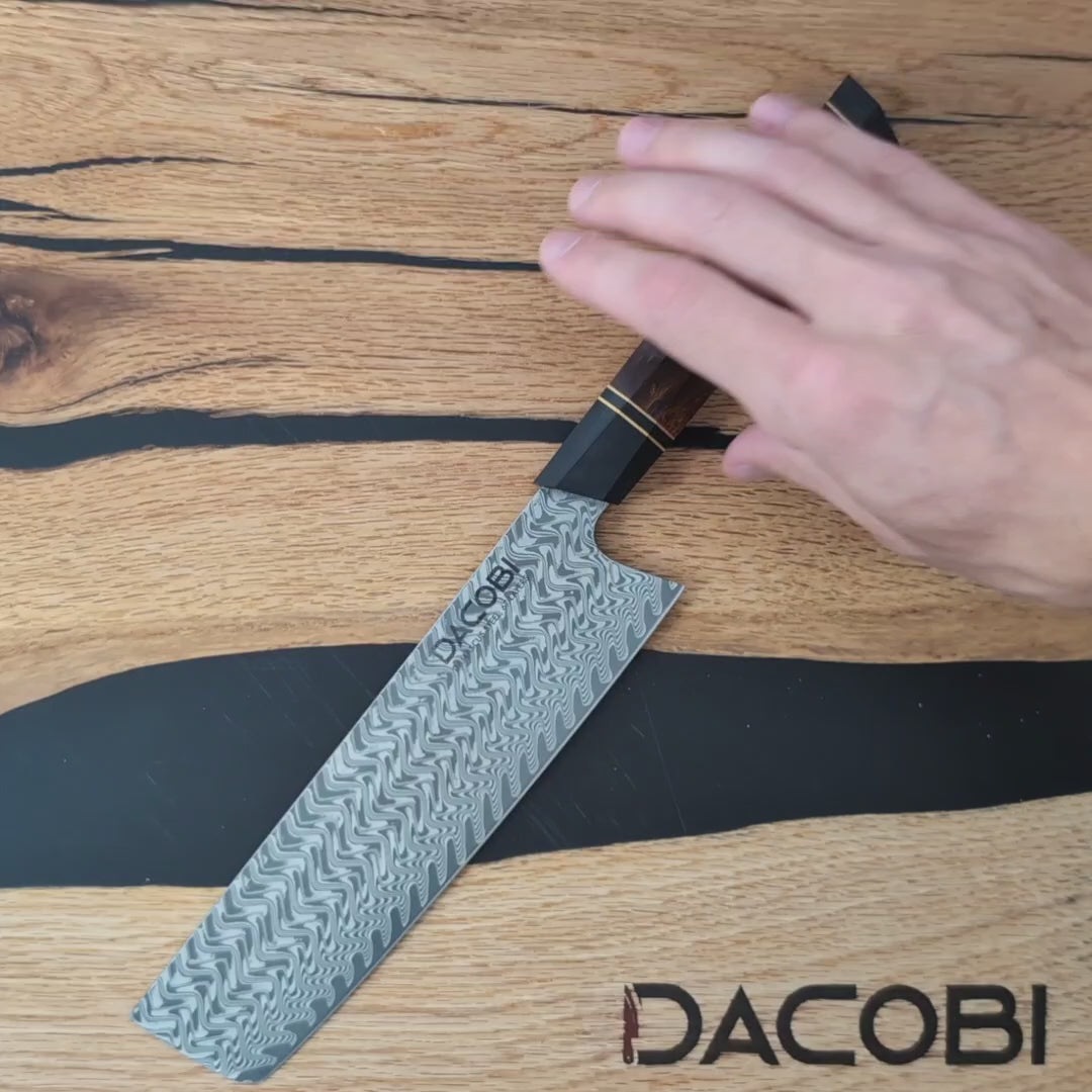 Nůž Nakiri C55, Damašková ocel, 18.5 cm