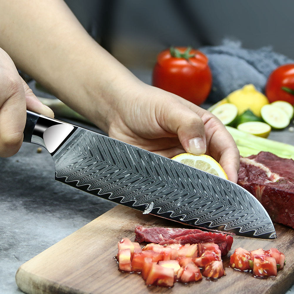 Nůž Santoku C26, Damašková ocel, 17 cm - DACOBI.cz