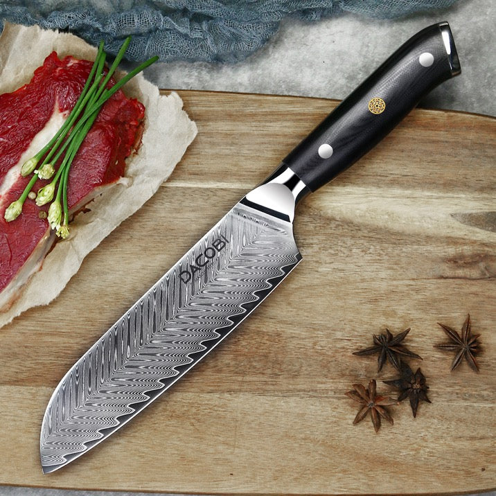 Nůž Santoku C26, Damašková ocel, 17 cm - DACOBI.cz