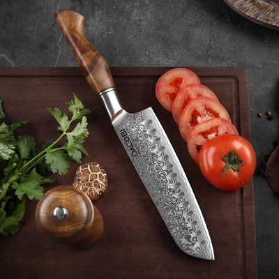 Nůž Santoku C33, Damašková ocel, 18 cm - DACOBI.cz